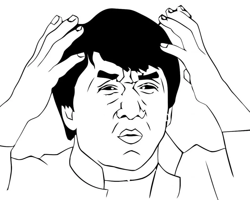 Line-art confused meme face with both hands raised in bafflement, the reaction to inherited Terraform drift