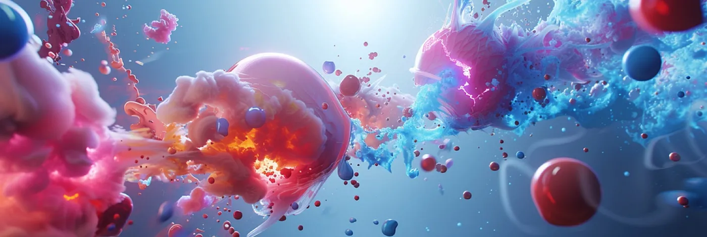 Red and blue plumes of fluid colliding head on, a visual for the clash of the two IaC paradigms