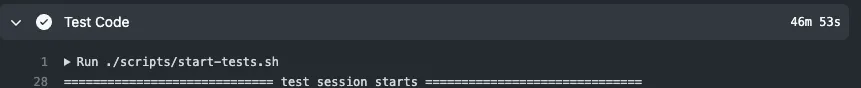 Previous GitHub actions tests execution time